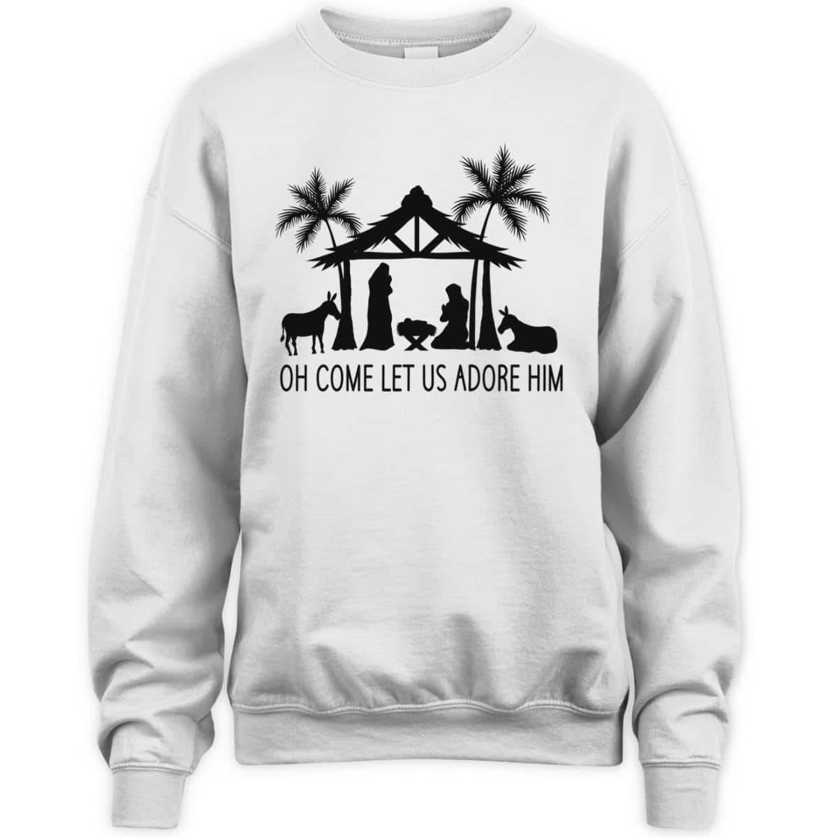 Cute Nativity Oh Come Let Us Adore Him Christmas T-Shirt Cute Nativity Oh Come Let Us Adore Him Christmas T-Shirt