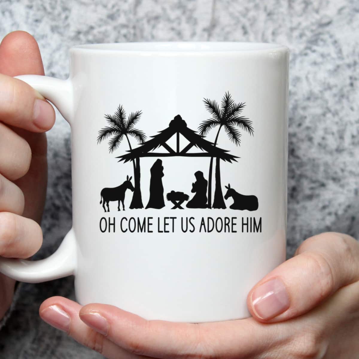 Cute Nativity Oh Come Let Us Adore Him Christmas T-Shirt