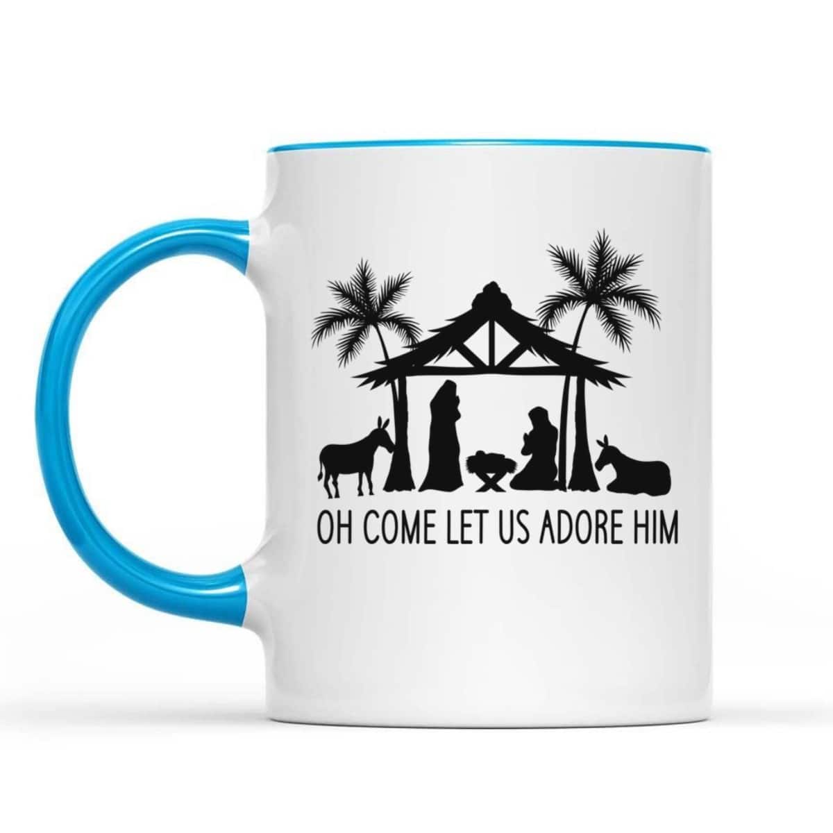Cute Nativity Oh Come Let Us Adore Him Christmas T-Shirt