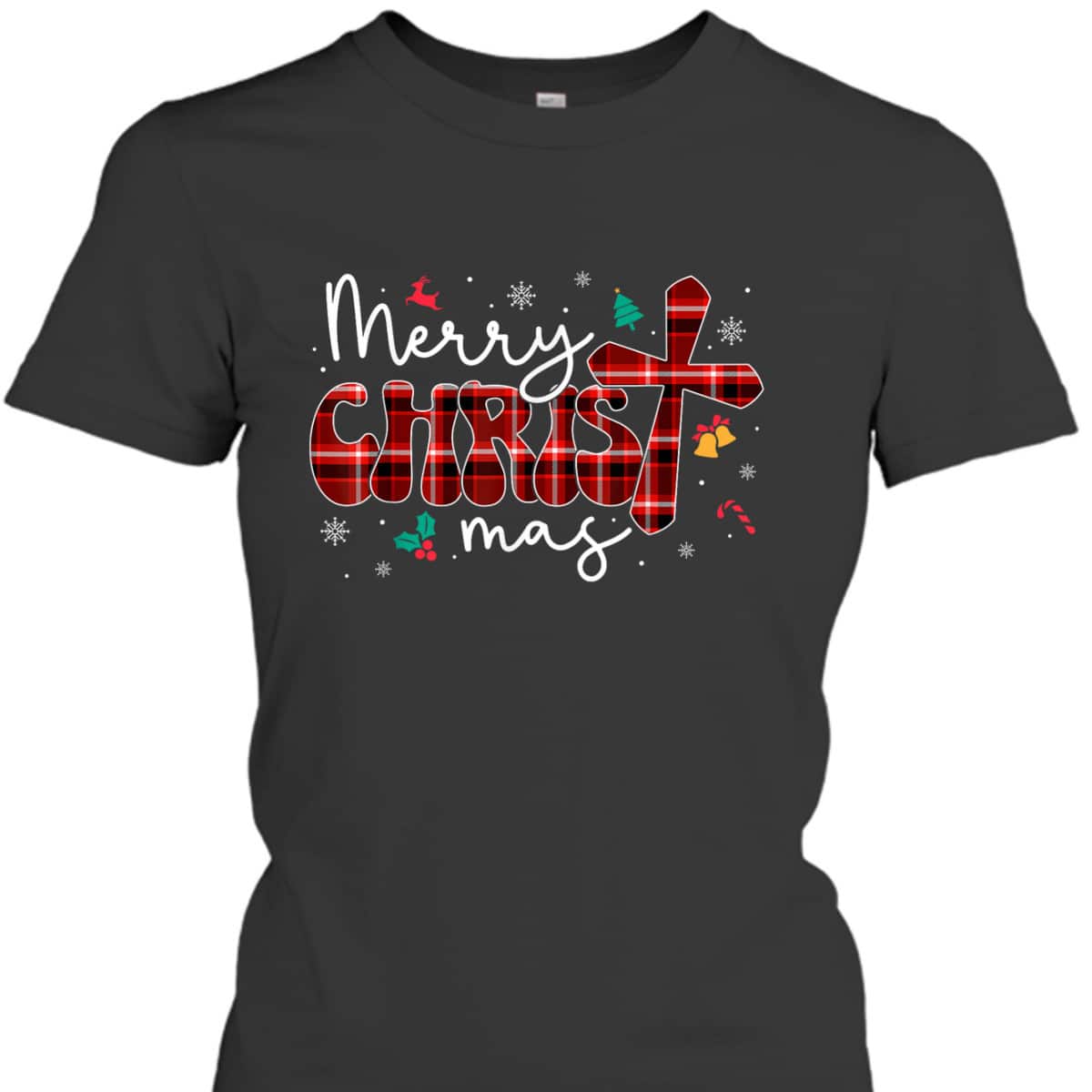 Merry Christmas Christian Cross Buffalo Plaid Pajamas T-Shirt Merry Christmas Christian Cross Buffalo Plaid Pajamas T-Shirt