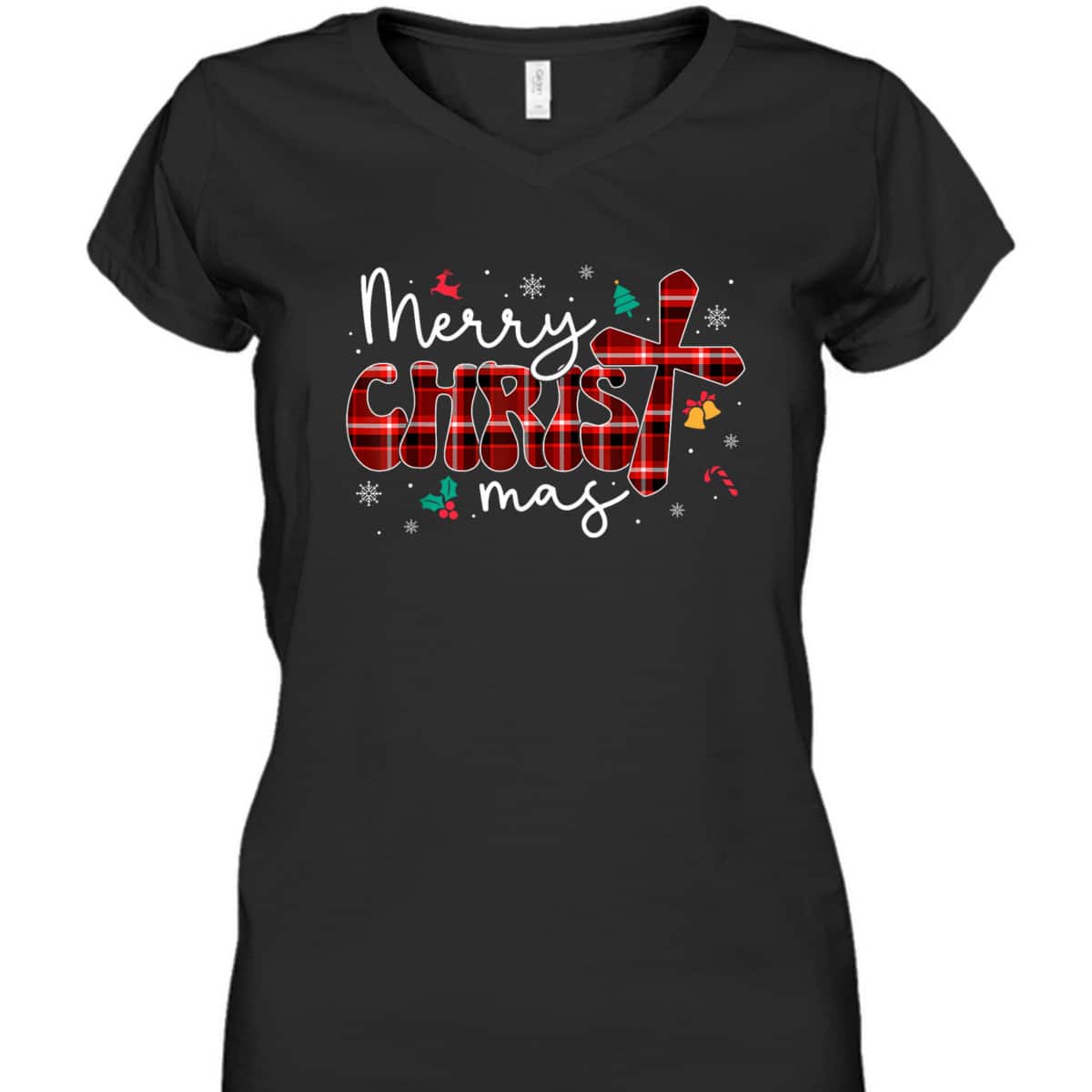 Merry Christmas Christian Cross Buffalo Plaid Pajamas T-Shirt
