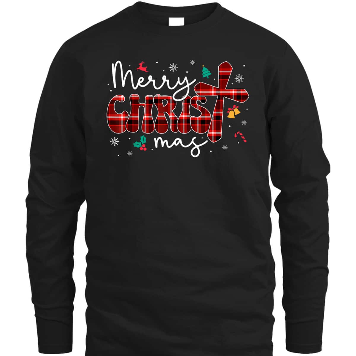Merry Christmas Christian Cross Buffalo Plaid Pajamas T-Shirt Merry Christmas Christian Cross Buffalo Plaid Pajamas T-Shirt