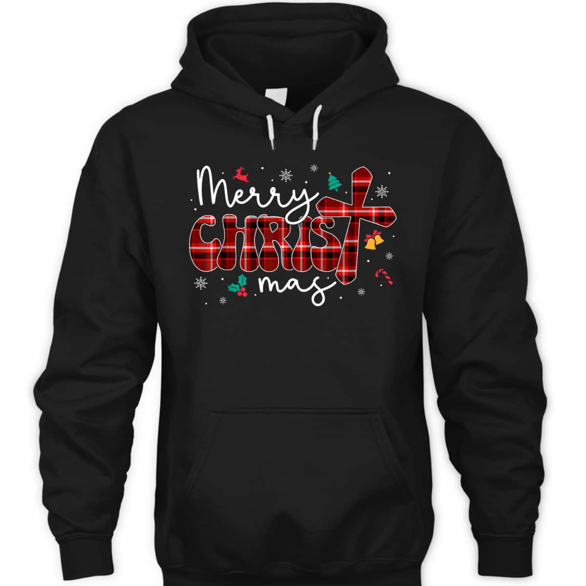 Merry Christmas Christian Cross Buffalo Plaid Pajamas T-Shirt