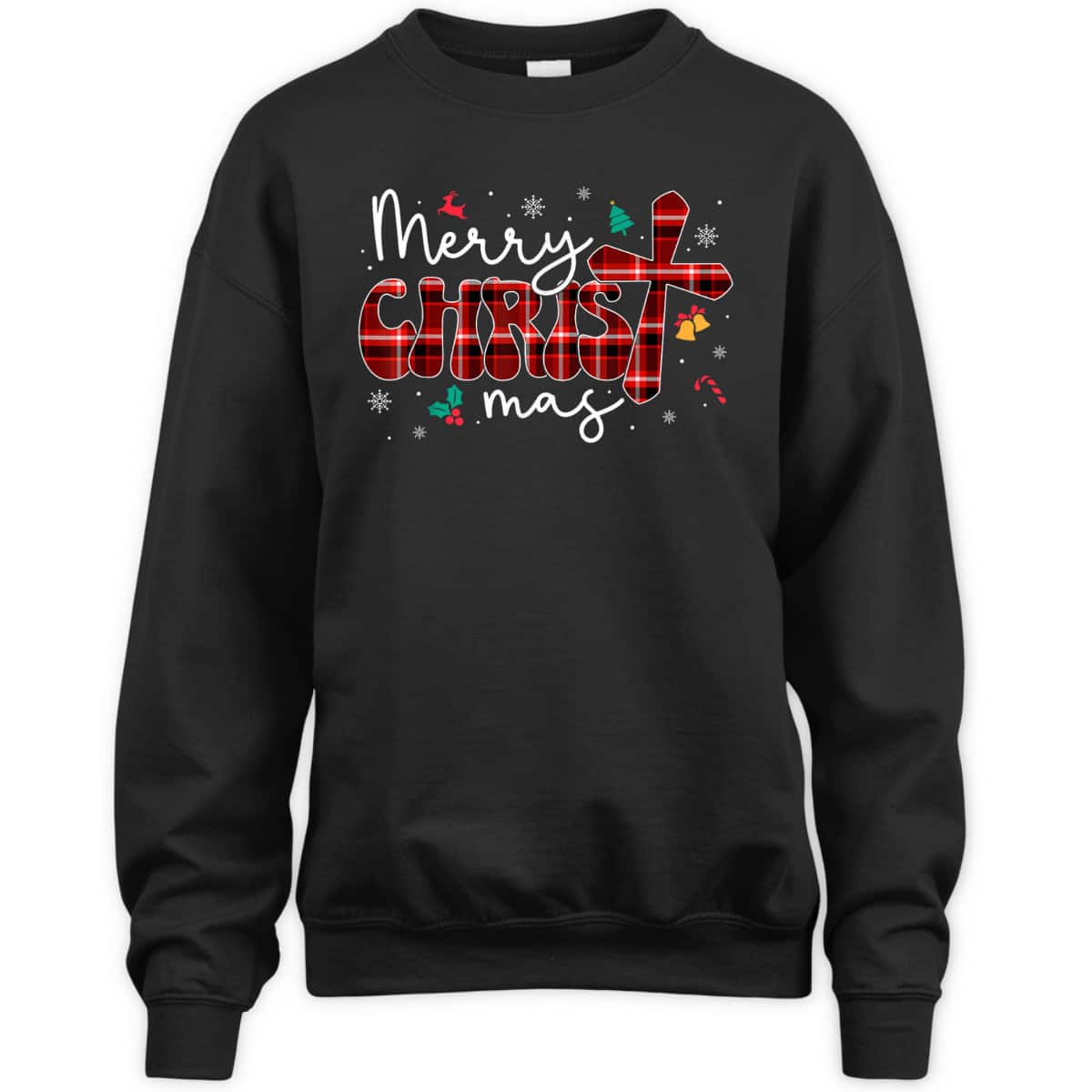Merry Christmas Christian Cross Buffalo Plaid Pajamas T-Shirt