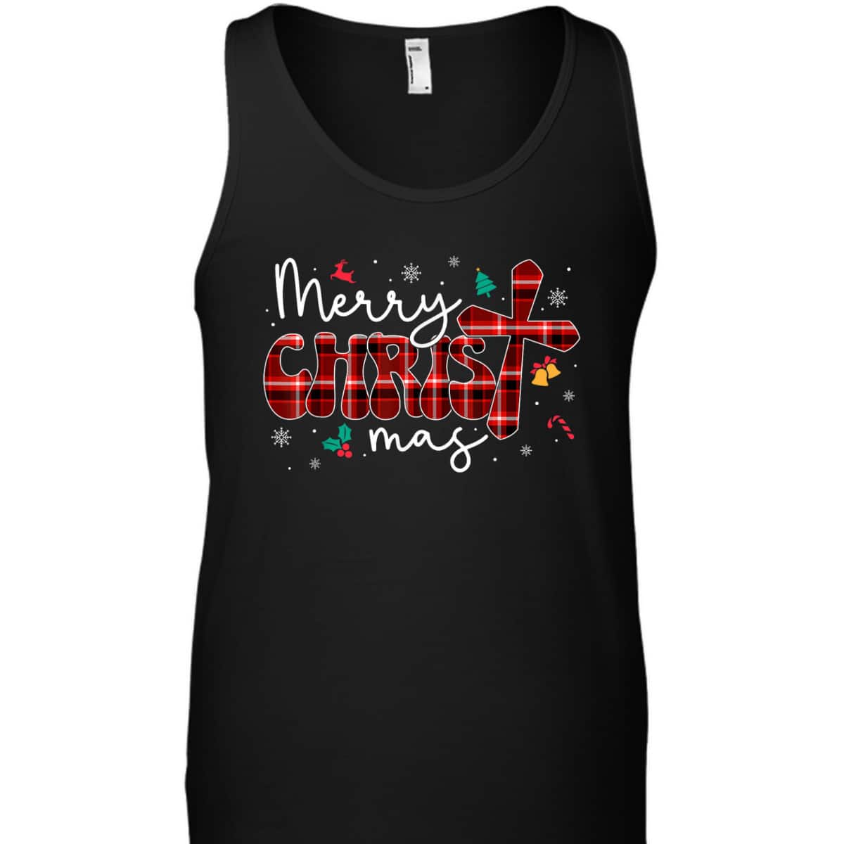 Merry Christmas Christian Cross Buffalo Plaid Pajamas T-Shirt