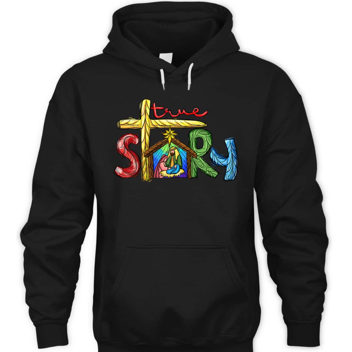Religious Christmas True Story Nativity Scene Cross Christian T-Shirt