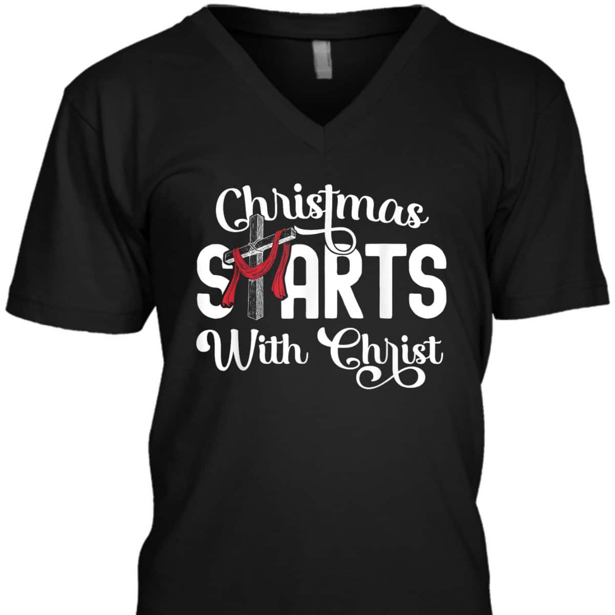 Christmas Starts With Christ Cross Jesus Christian T-Shirt