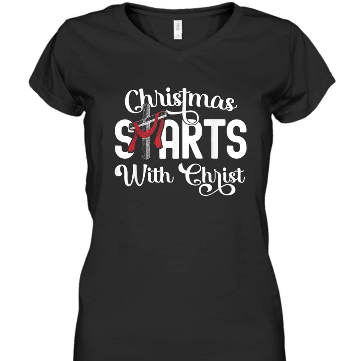 Christmas Starts With Christ Cross Jesus Christian T-Shirt