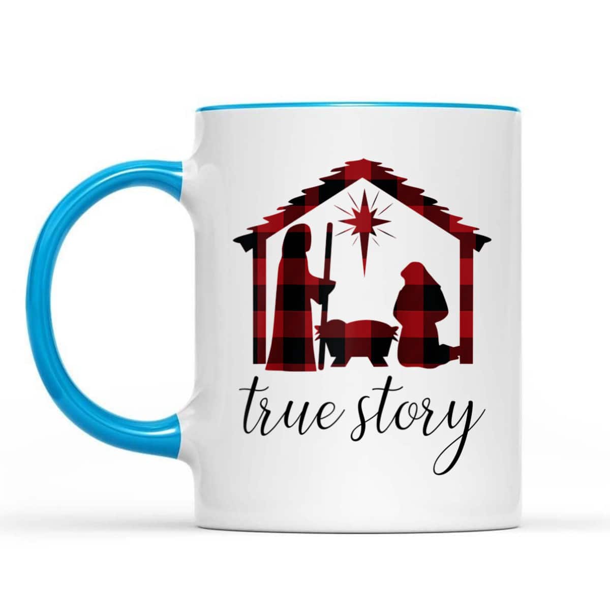Nativity Scene Buffalo Plaid True Story Christian Christmas T-Shirt