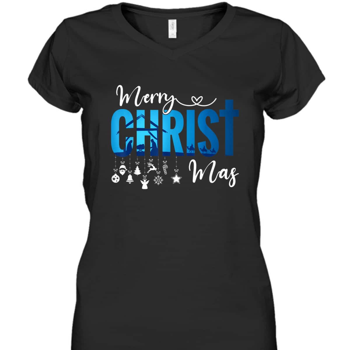 Merry Christ-Mas Nativity Scene Christian Faith Christmas Holiday T-Shirt