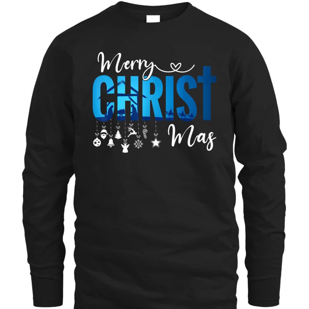 Merry Christ-Mas Nativity Scene Christian Faith Christmas Holiday T-Shirt
