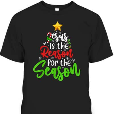 Christian Jesus The Reason Christmas Pine Tree Religious T-Shirt