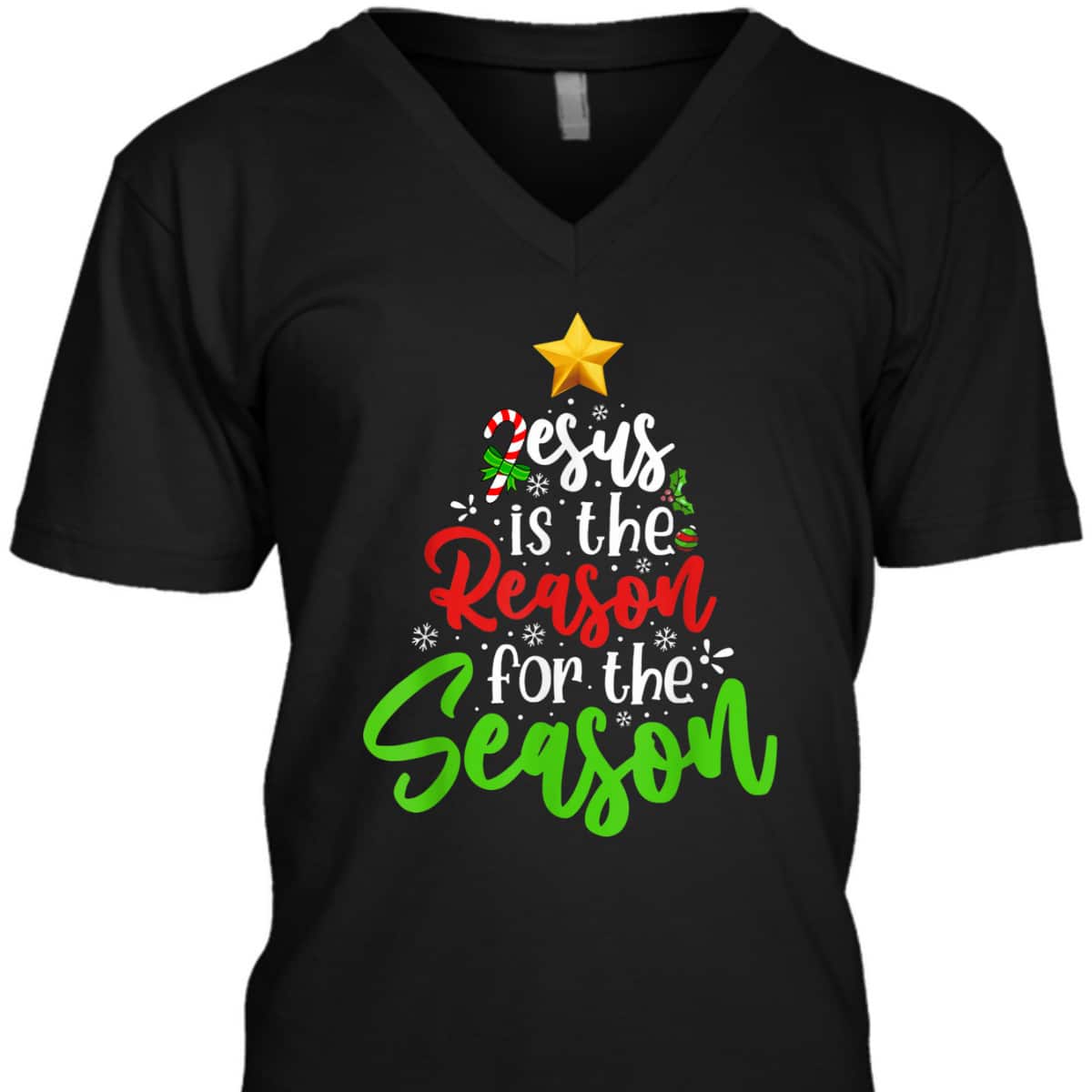 Christian Jesus The Reason Christmas Pine Tree Religious T-Shirt