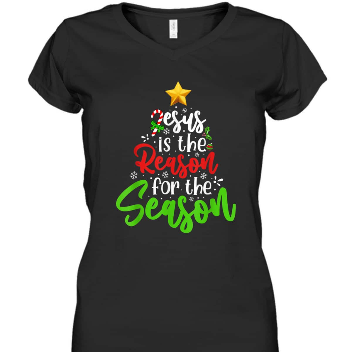 Christian Jesus The Reason Christmas Pine Tree Religious T-Shirt