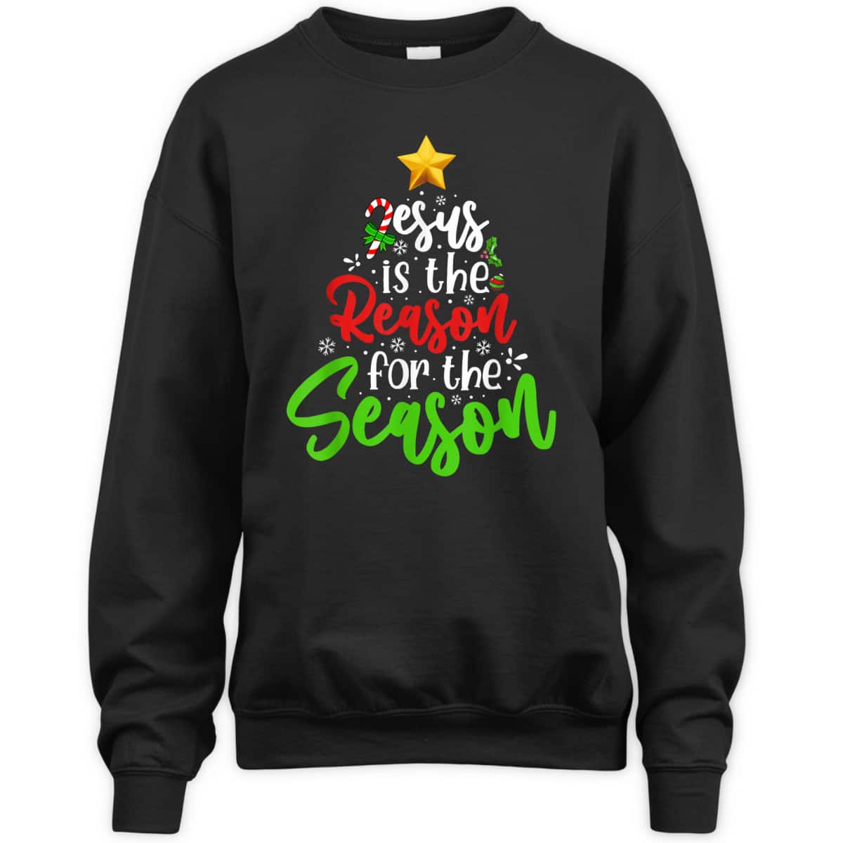 Christian Jesus The Reason Christmas Pine Tree Religious T-Shirt