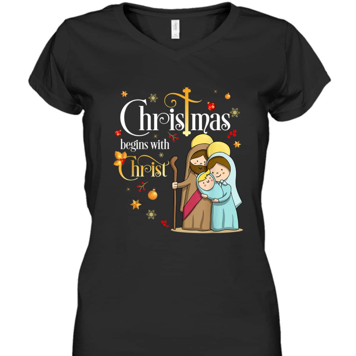 Christmas Begins With Christ Christian Jesus Holiday T-Shirt Christmas Begins With Christ Christian Jesus Holiday T-Shirt