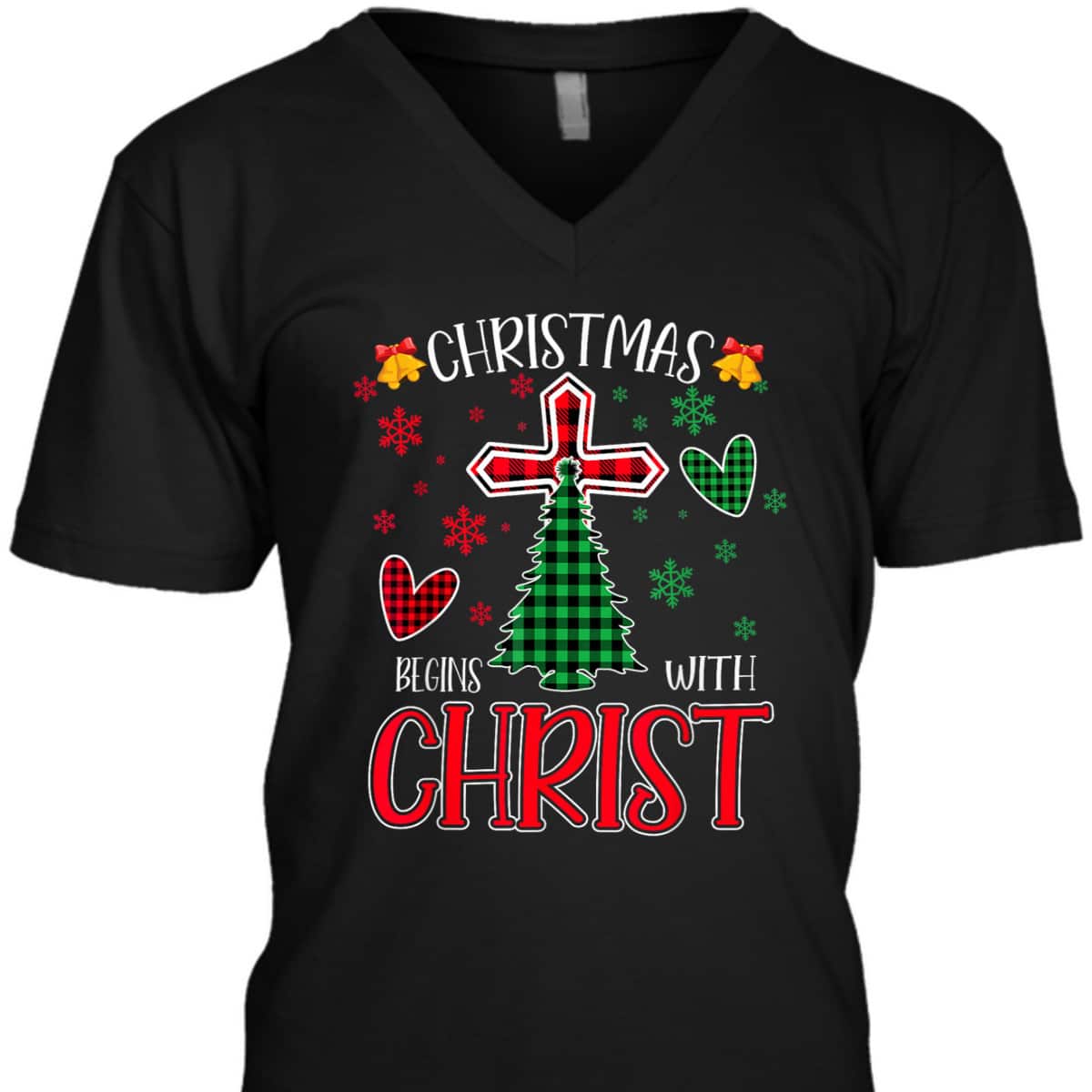 Buffalo Plaid Christian Jesus Christmas Begins With Christ T-Shirt Buffalo Plaid Christian Jesus Christmas Begins With Christ T-Shirt