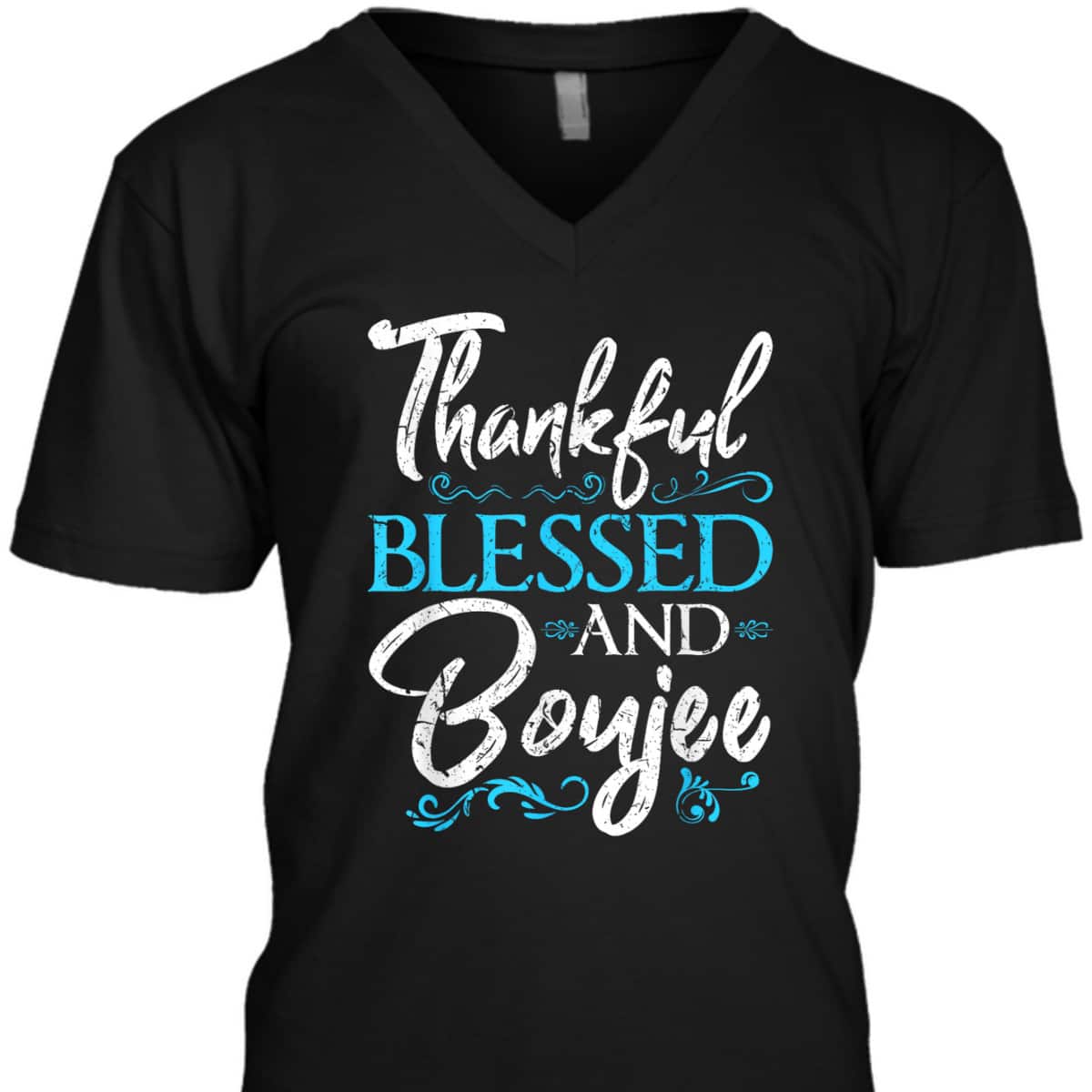 Thankful Blessed Boujee Christian Melanin Christmas Gift T-Shirt