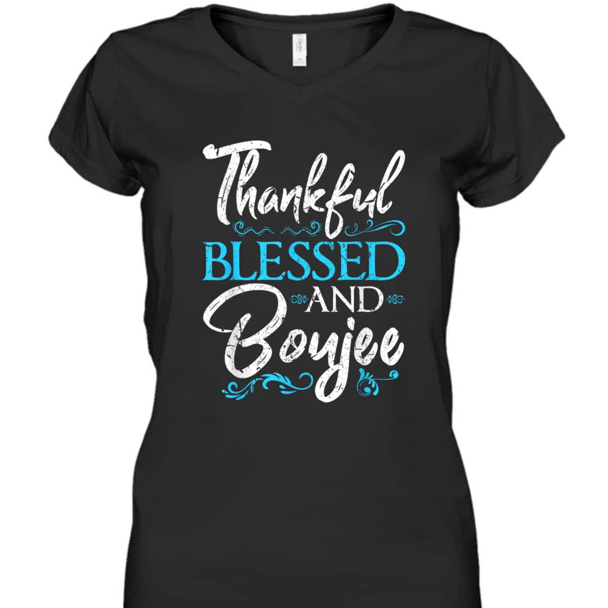 Thankful Blessed Boujee Christian Melanin Christmas Gift T-Shirt