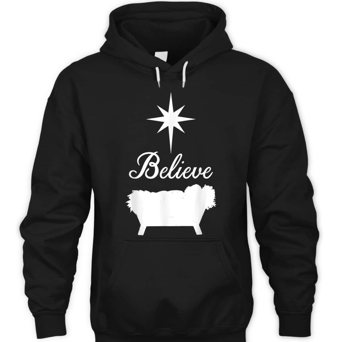 Believe Baby Jesus Born In The Manger Christmas T-Shirt Believe Baby Jesus Born In The Manger Christmas T-Shirt