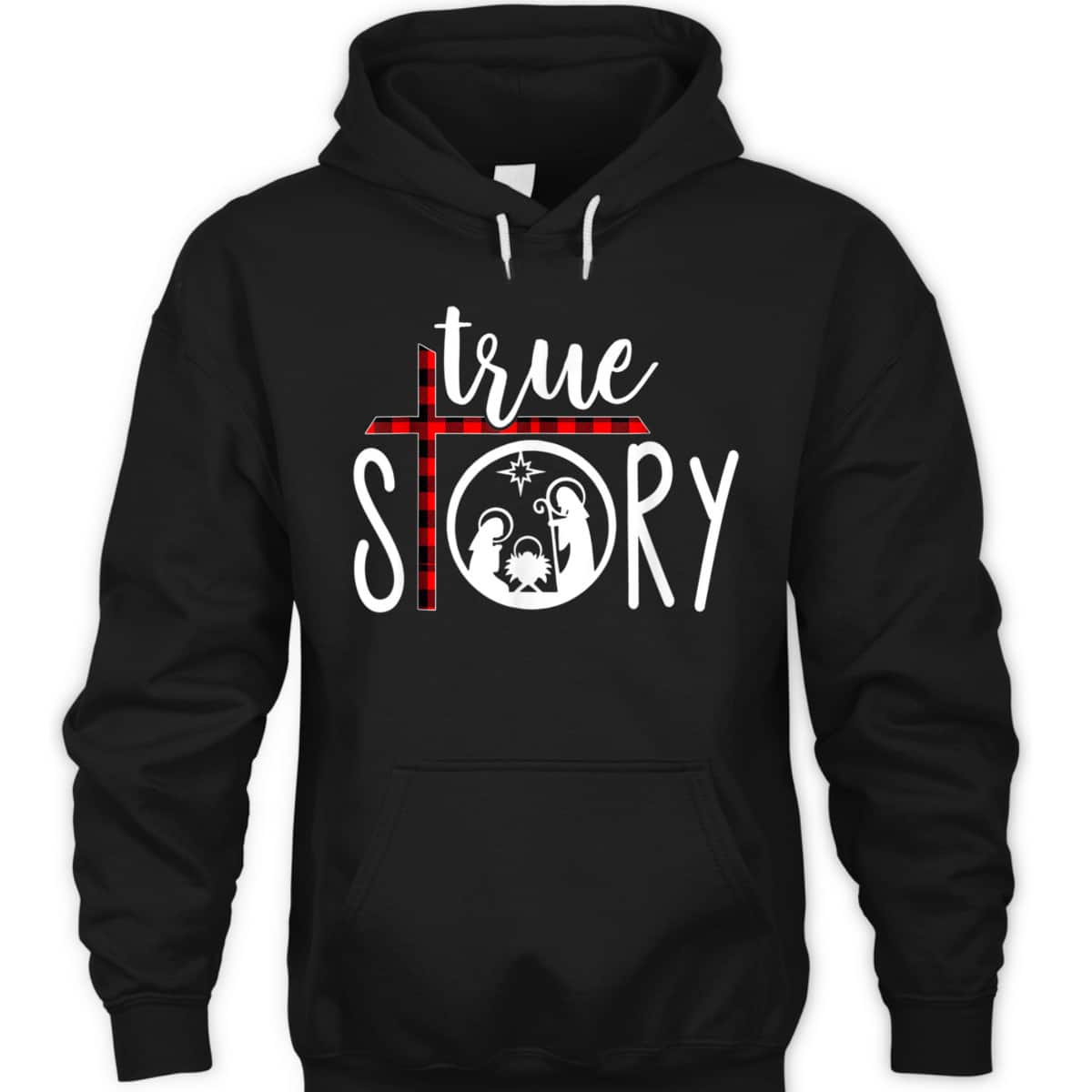 Christmas Nativity True Story Jesus Birth Red Plaid Scene T-Shirt