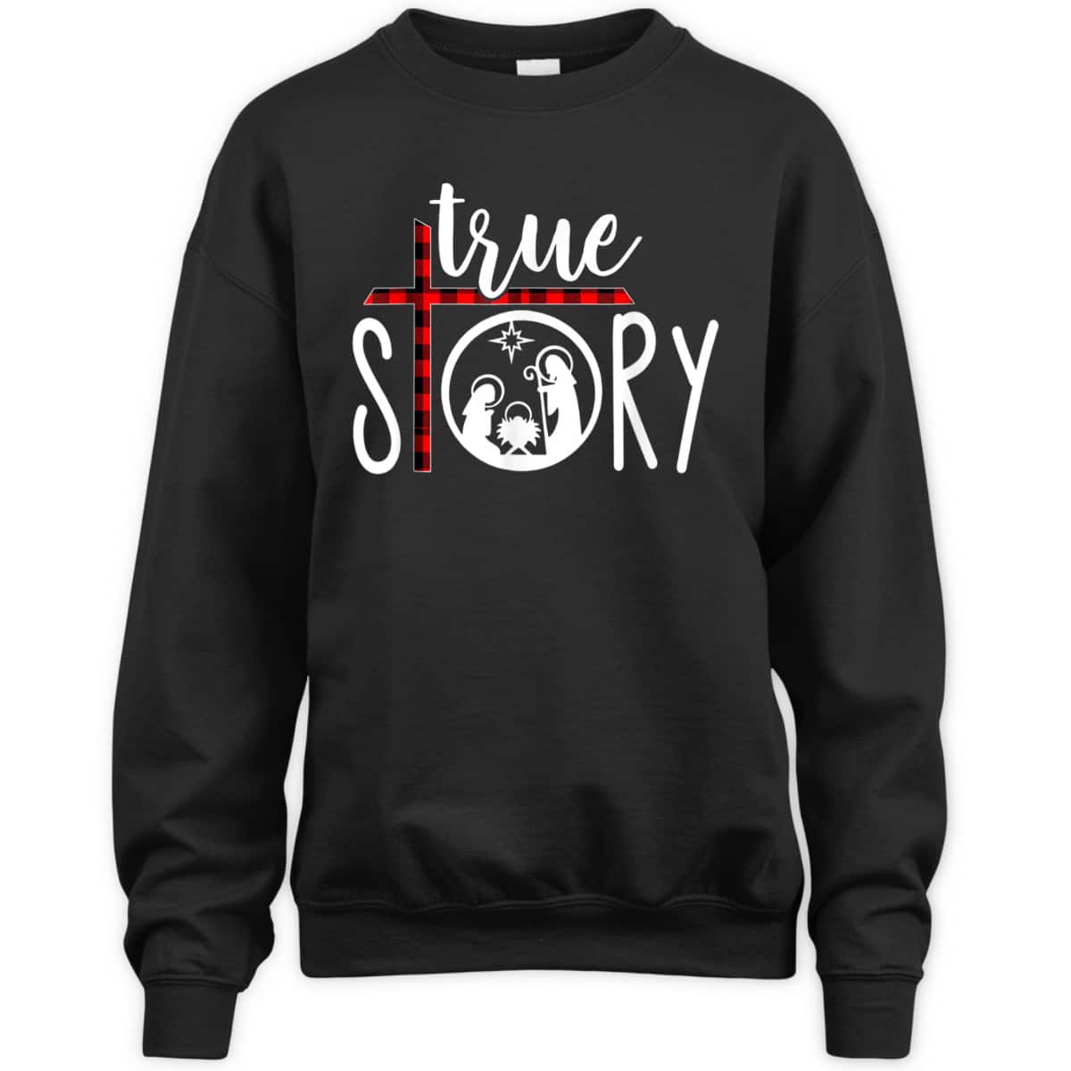 Christmas Nativity True Story Jesus Birth Red Plaid Scene T-Shirt