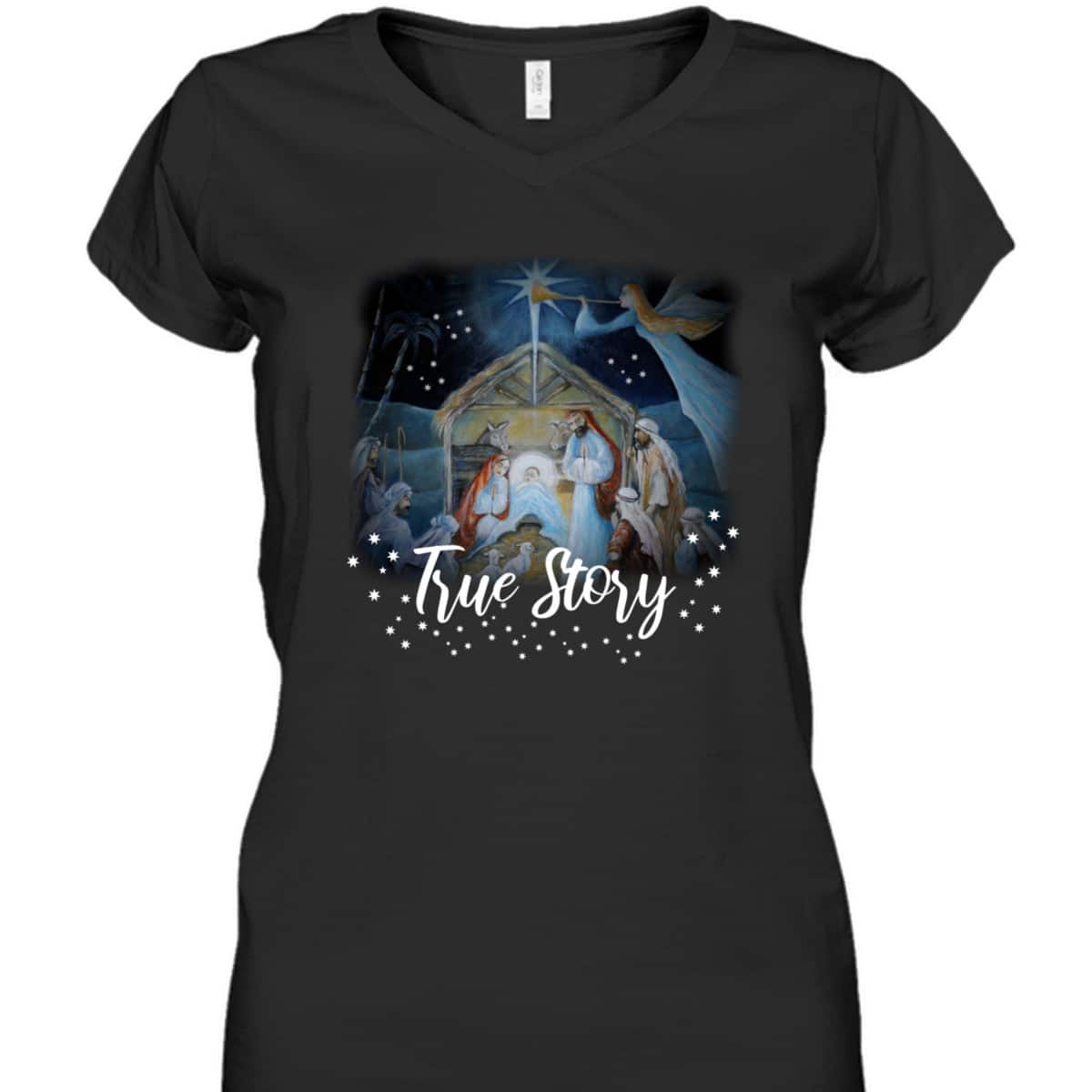 True Story Christian Christmas Jesus Manger Nativity Art T-Shirt