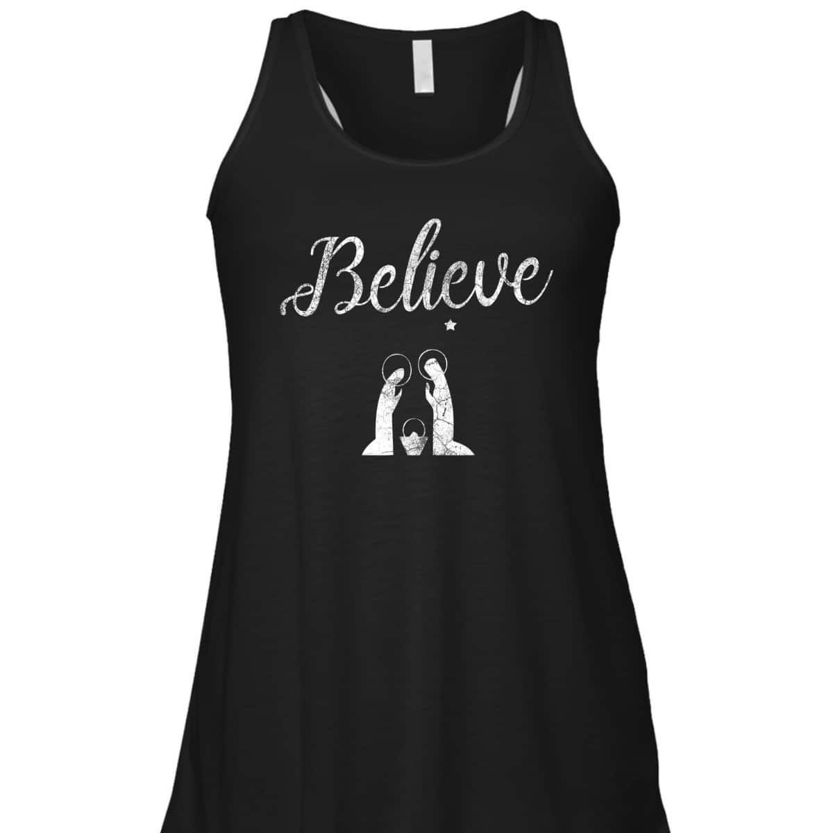 Distressed Believe Jesus Christ Christmas T-Shirt Distressed Believe Jesus Christ Christmas T-Shirt