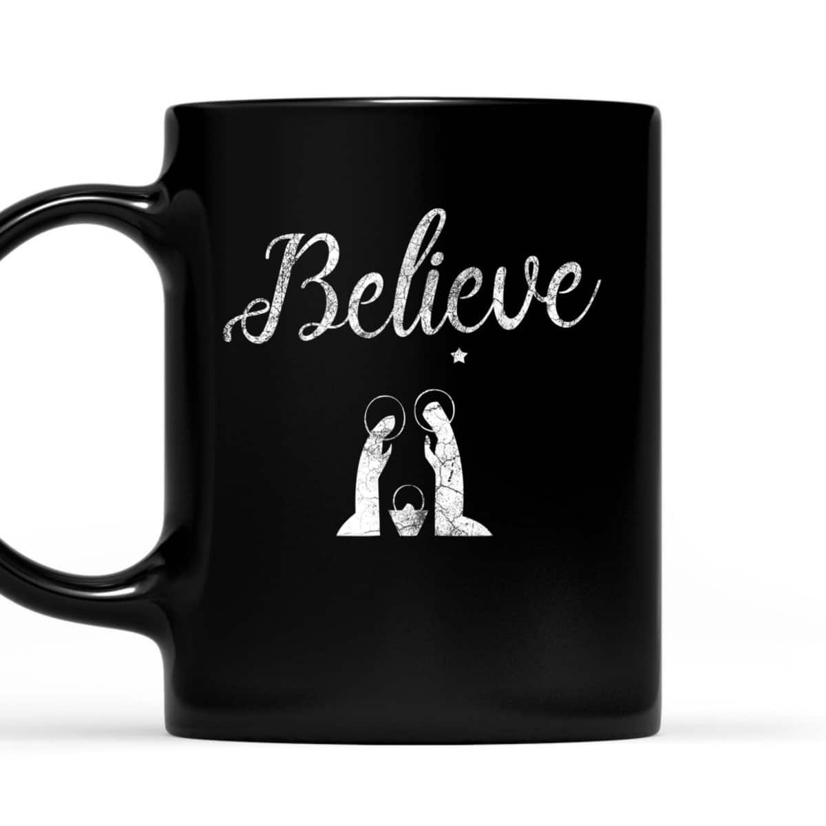 Distressed Believe Jesus Christ Christmas T-Shirt