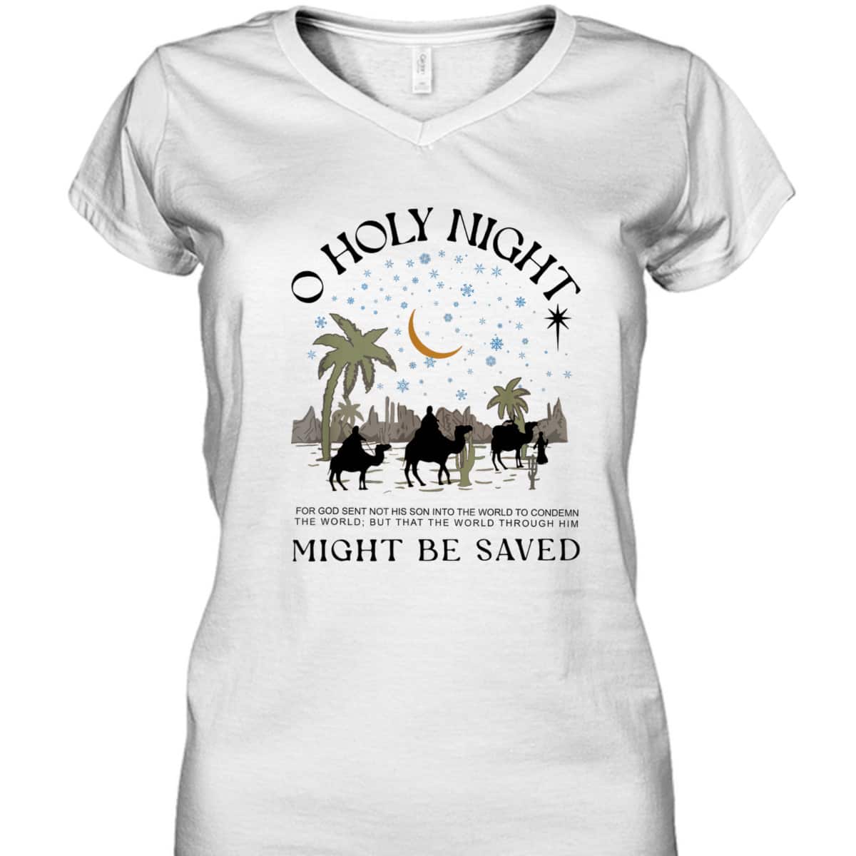 Christian Xmas Holy Night True Story Nativity Bible Verse Might He Saved T-Shirt Christian Xmas Holy Night True Story Nativity Bible Verse Might He Saved T-Shirt