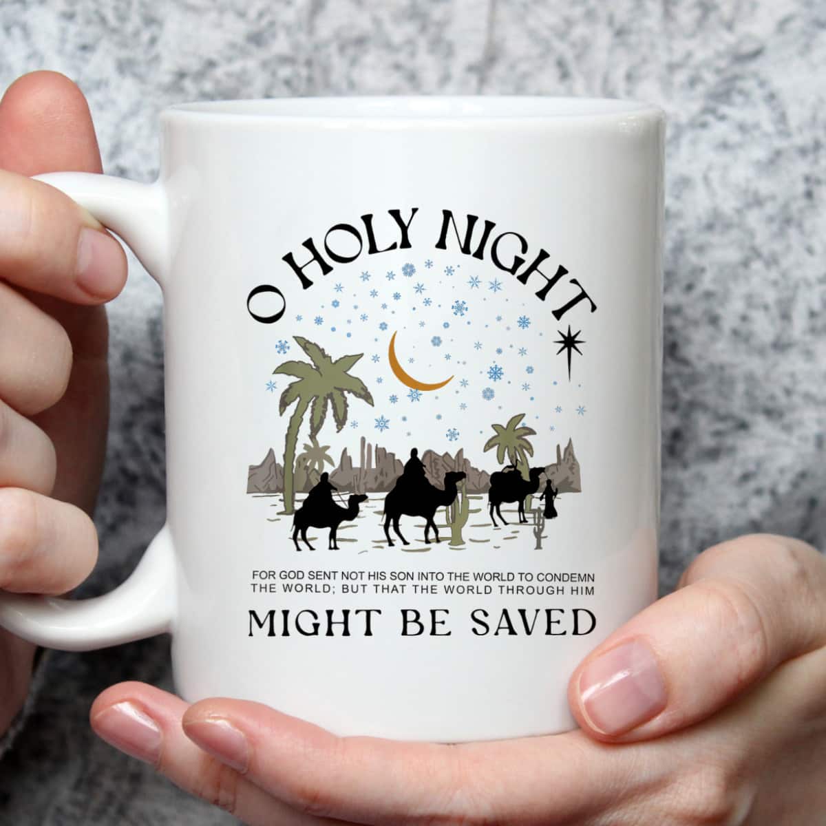 Christian Xmas Holy Night True Story Nativity Bible Verse Might He Saved T-Shirt Christian Xmas Holy Night True Story Nativity Bible Verse Might He Saved T-Shirt