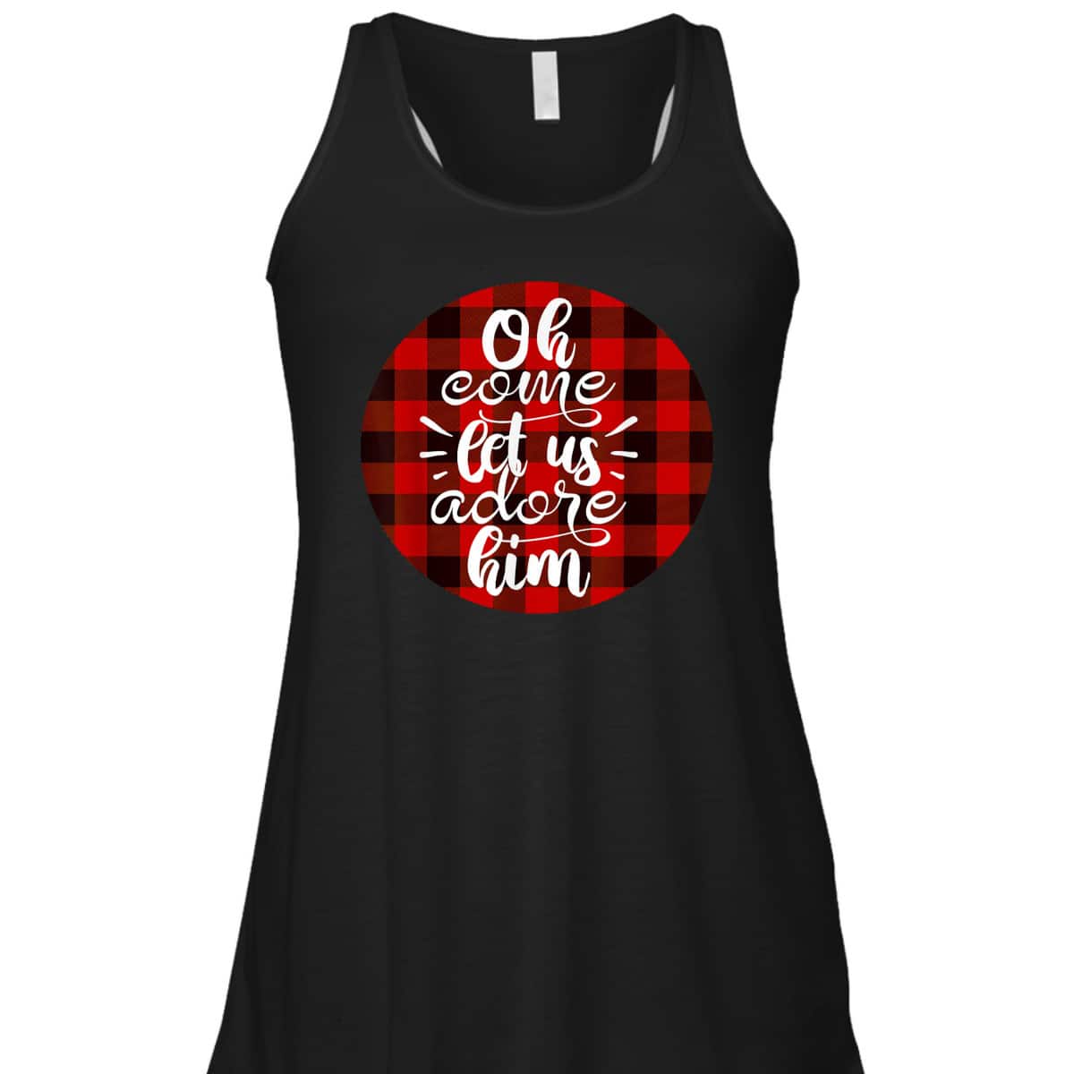 Oh Come Let Us Adore Him Buffalo Plaid Christmas Religious T-Shirt