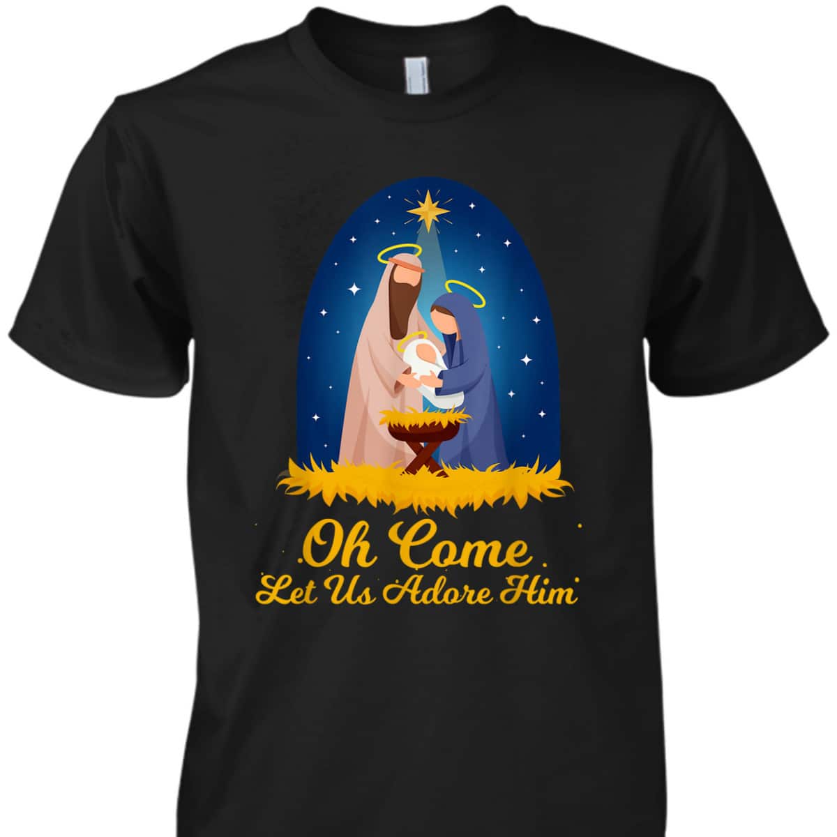 Let Us Adore Him Christmas Advent Nativity Scene North T-Shirt