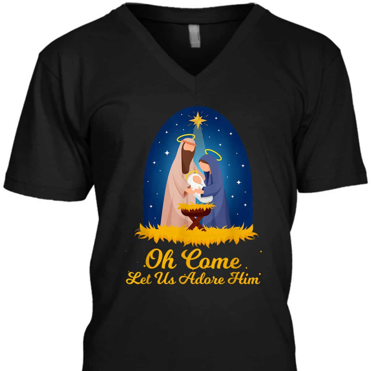 Let Us Adore Him Christmas Advent Nativity Scene North T-Shirt Let Us Adore Him Christmas Advent Nativity Scene North T-Shirt