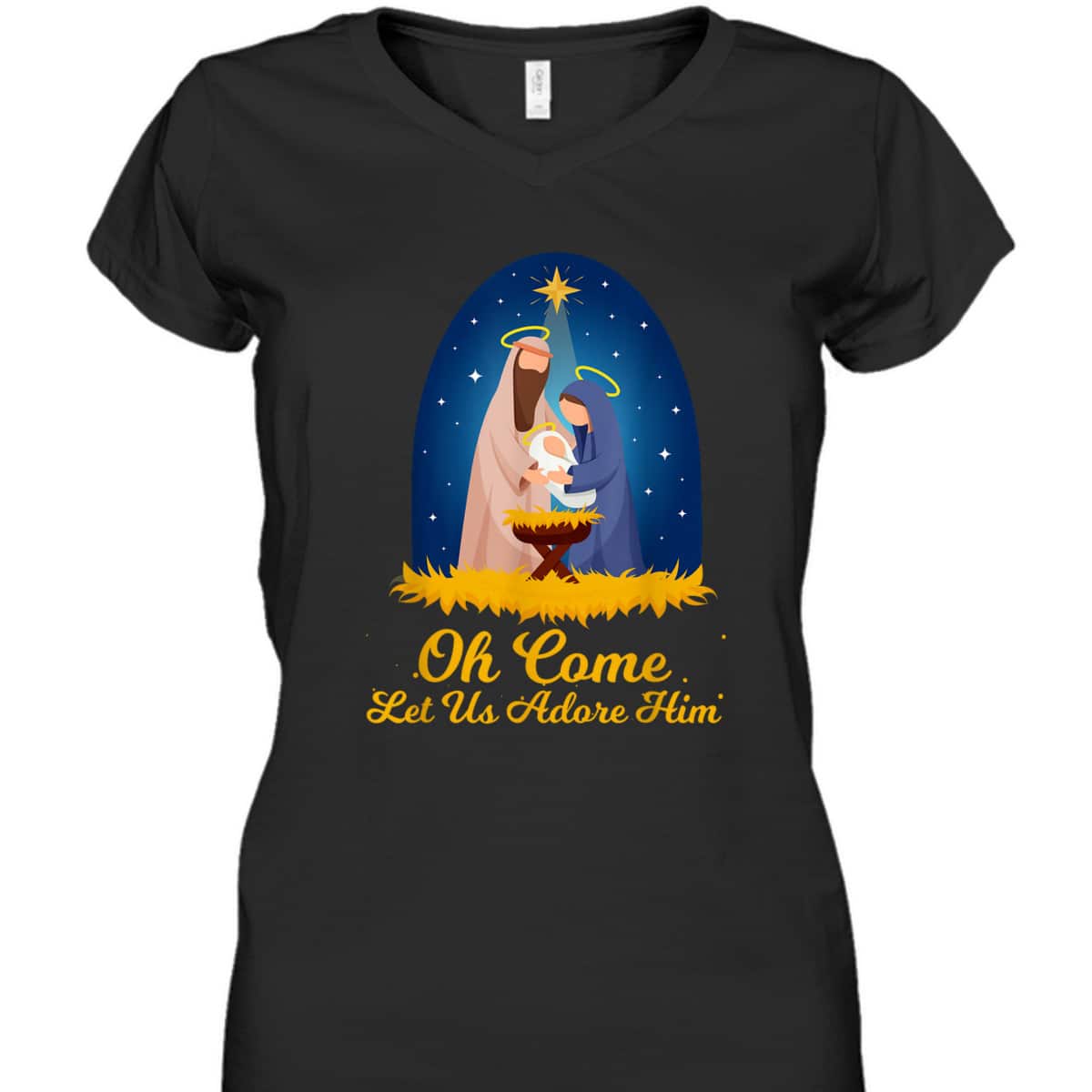 Let Us Adore Him Christmas Advent Nativity Scene North T-Shirt Let Us Adore Him Christmas Advent Nativity Scene North T-Shirt