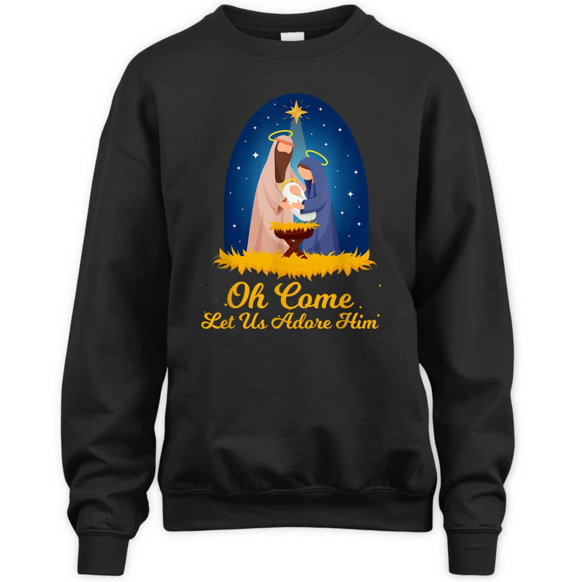Let Us Adore Him Christmas Advent Nativity Scene North T-Shirt