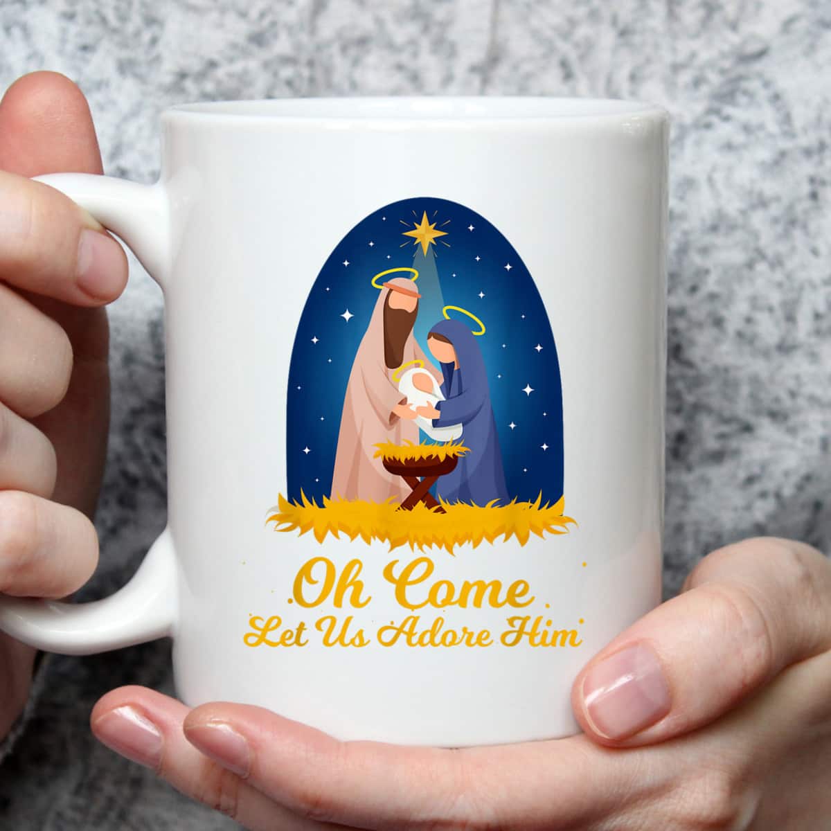 Let Us Adore Him Christmas Advent Nativity Scene North T-Shirt