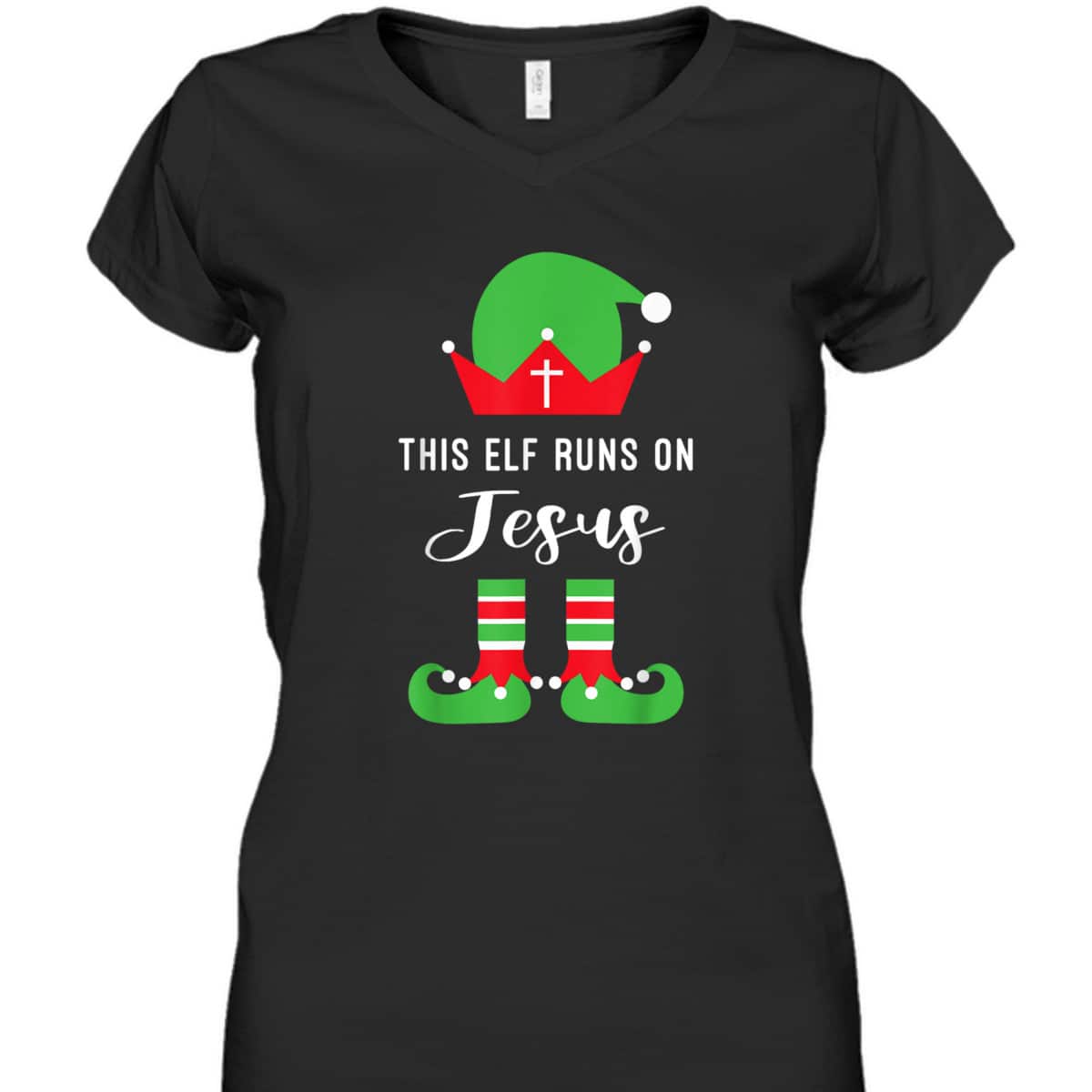 This Elf Runs On Jesus Christian Religious Christmas T-Shirt This Elf Runs On Jesus Christian Religious Christmas T-Shirt