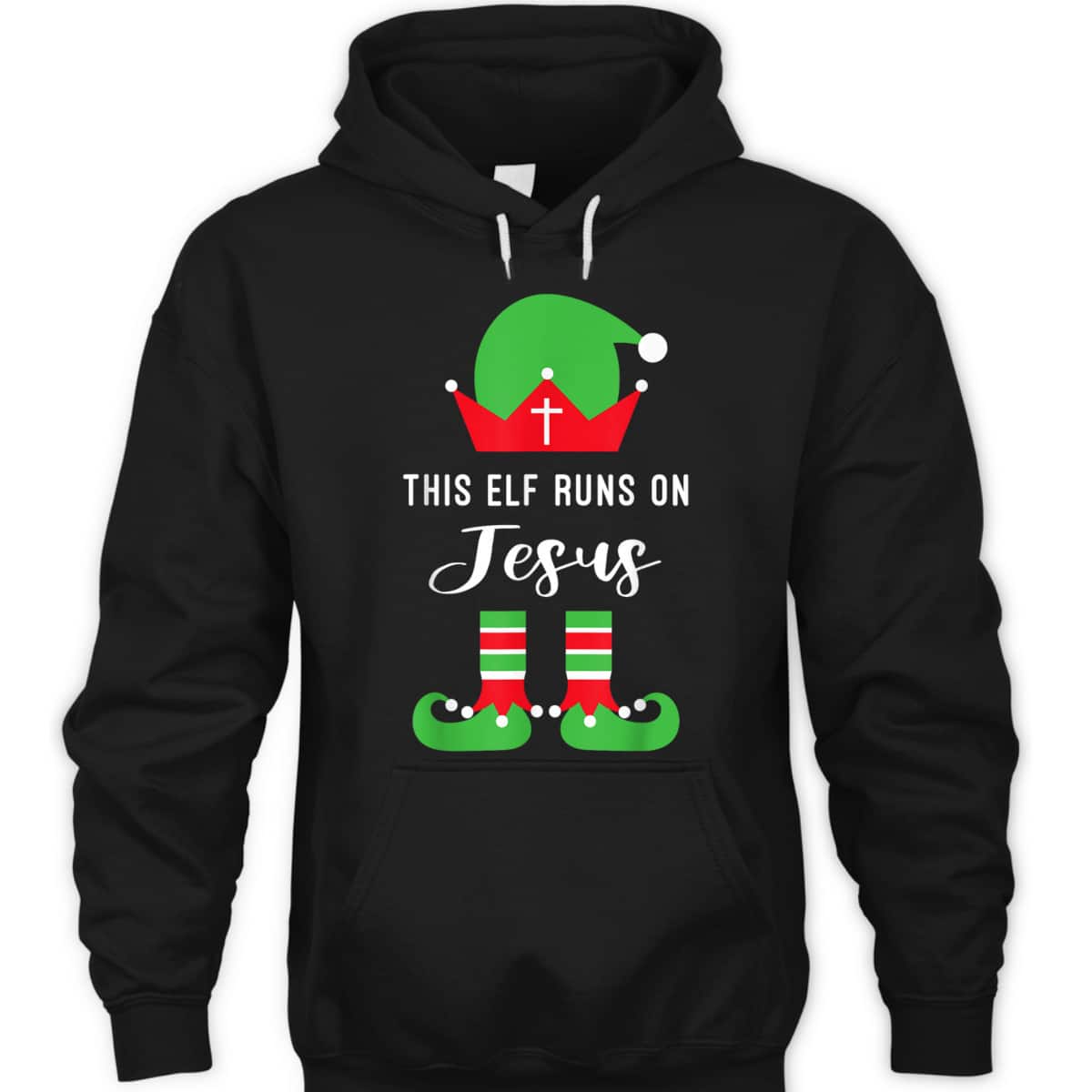 This Elf Runs On Jesus Christian Religious Christmas T-Shirt This Elf Runs On Jesus Christian Religious Christmas T-Shirt