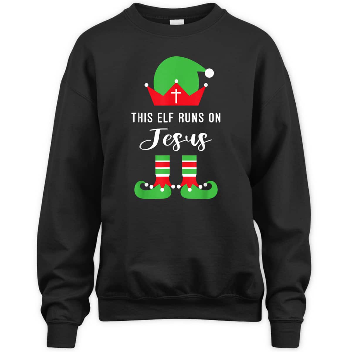 This Elf Runs On Jesus Christian Religious Christmas T-Shirt This Elf Runs On Jesus Christian Religious Christmas T-Shirt