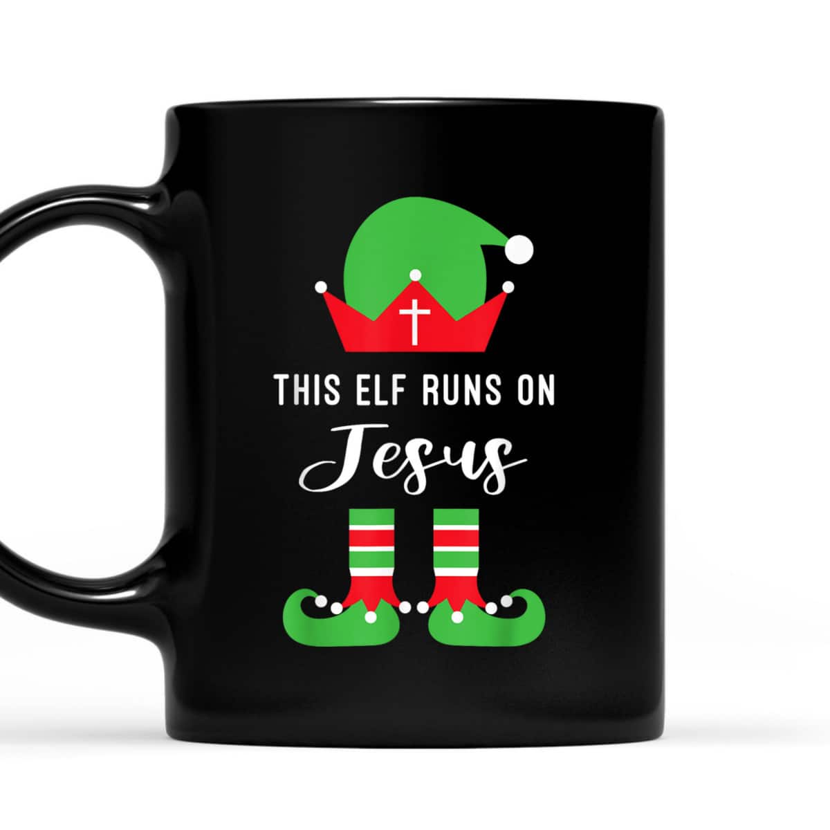 This Elf Runs On Jesus Christian Religious Christmas T-Shirt