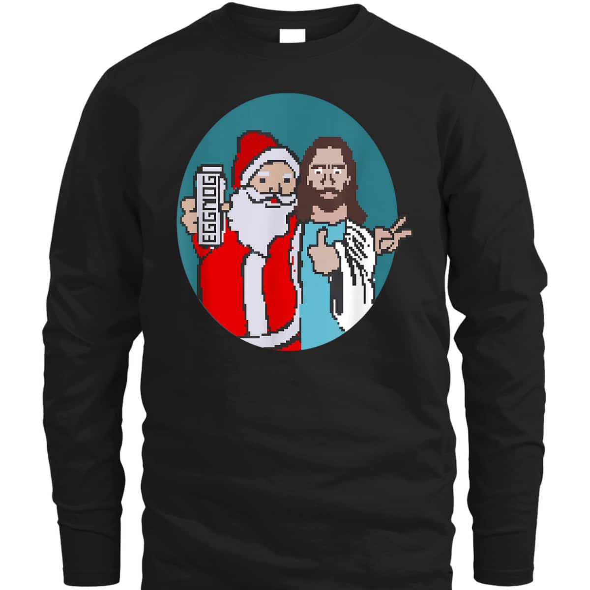 Christmas Eggnog Santa Claus And Jesus Christ T-Shirt