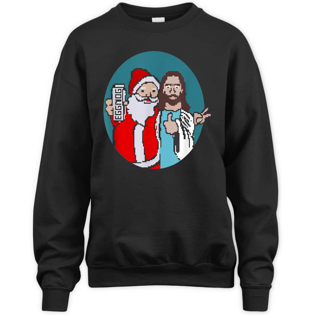 Christmas Eggnog Santa Claus And Jesus Christ T-Shirt