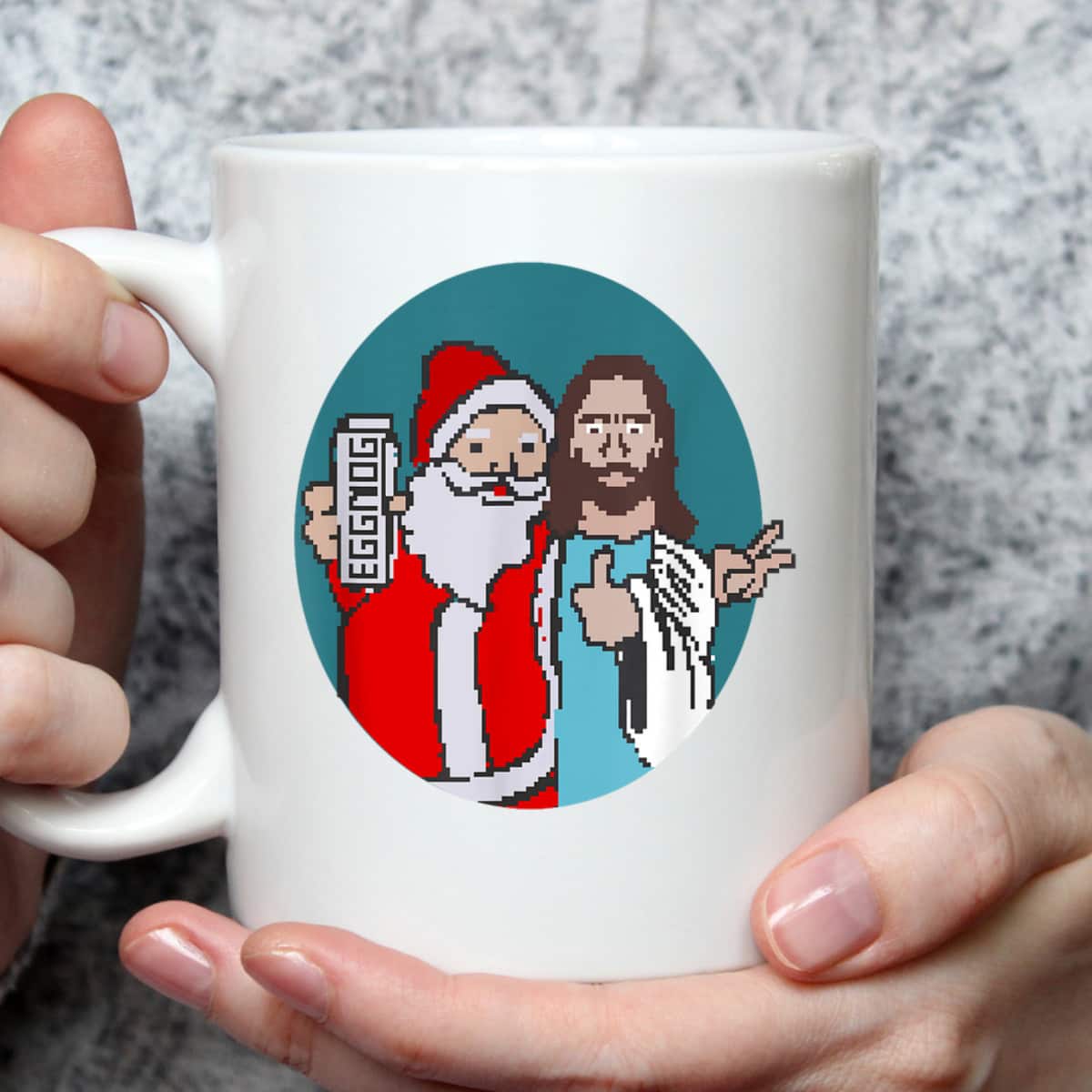 Christmas Eggnog Santa Claus And Jesus Christ T-Shirt