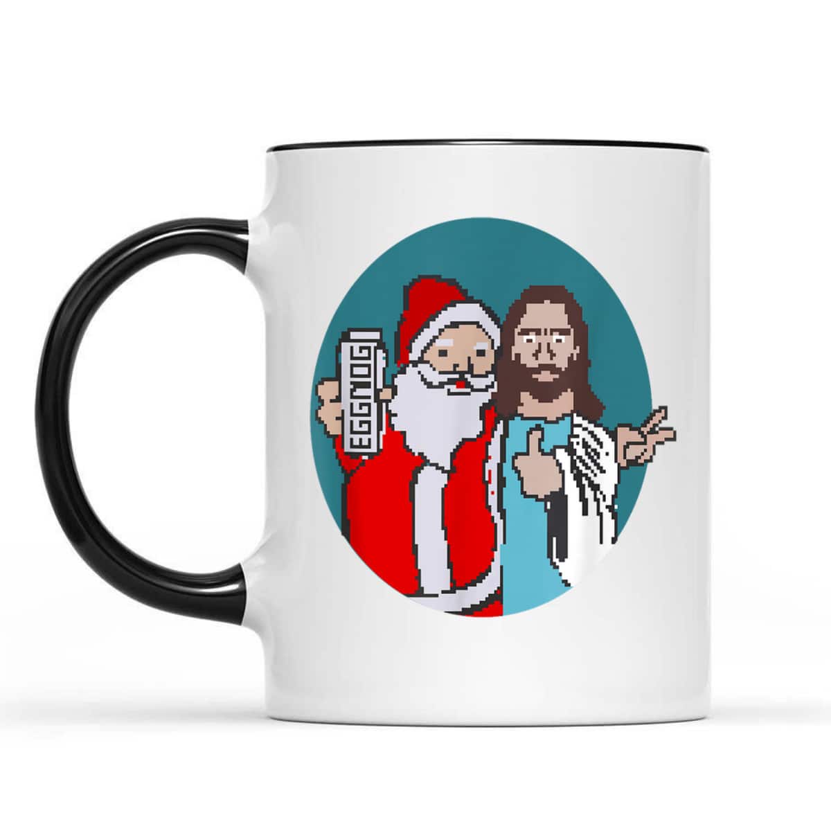 Christmas Eggnog Santa Claus And Jesus Christ T-Shirt Christmas Eggnog Santa Claus And Jesus Christ T-Shirt