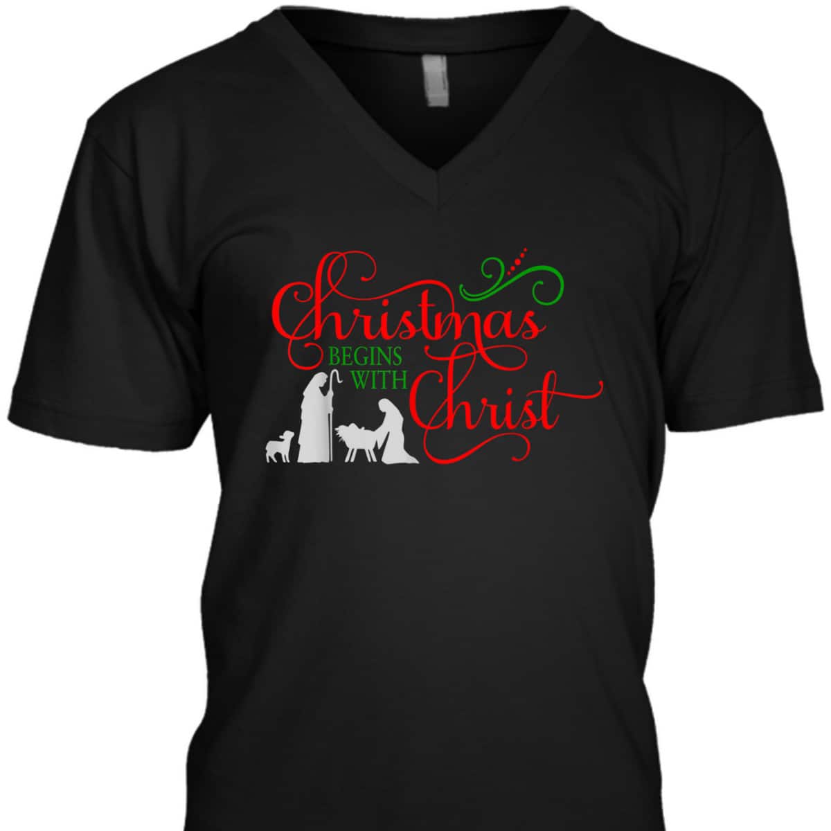 Christmas Begins With Christ Xmas T-Shirt For Christians
