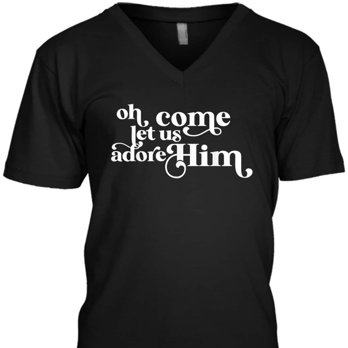 Vintage Oh Come Let Us Adore Him Christian Christmas Holiday T-Shirt