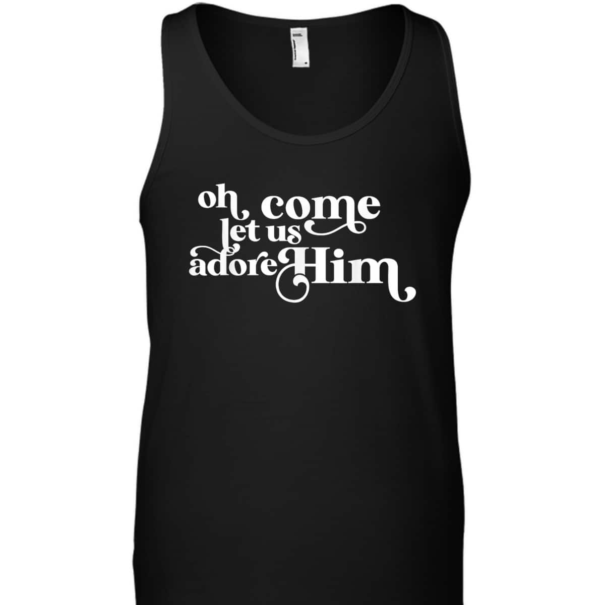 Vintage Oh Come Let Us Adore Him Christian Christmas Holiday T-Shirt
