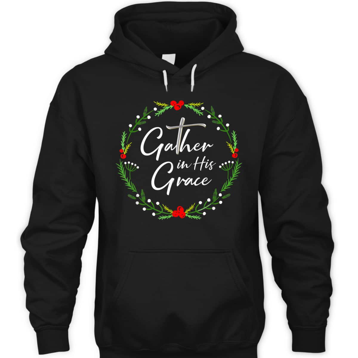 Pretty Christmas Gather In His Grace Christian T-Shirt