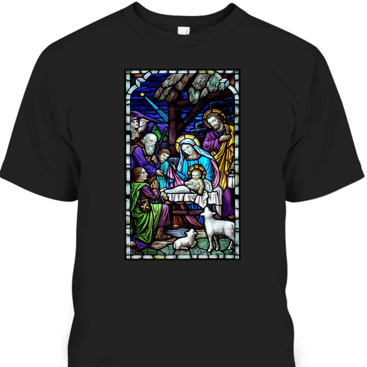 Nativity Stain Glass Christmas Xmas Jesus God Faith T-Shirt Nativity Stain Glass Christmas Xmas Jesus God Faith T-Shirt